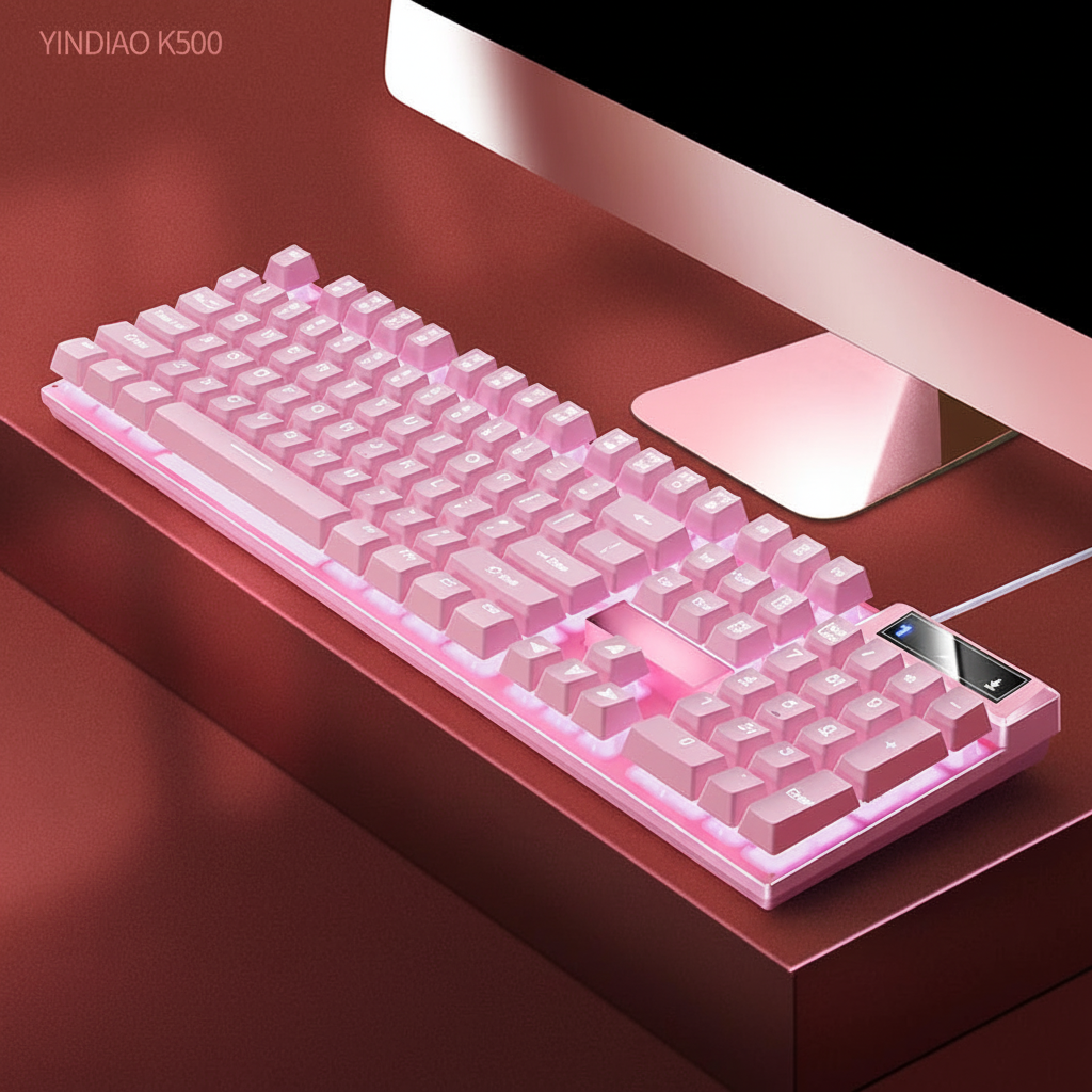 Clavier Gaming RGB Rose 🎀 - YINDIAO K500 104 Touches Kawaii