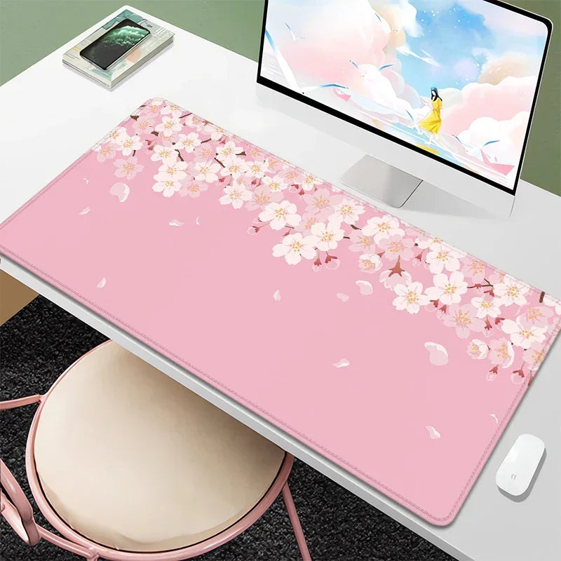 Tapis de Bureau Sakura Violet Pastel - Collection Fleurs Japonaises Kawaii