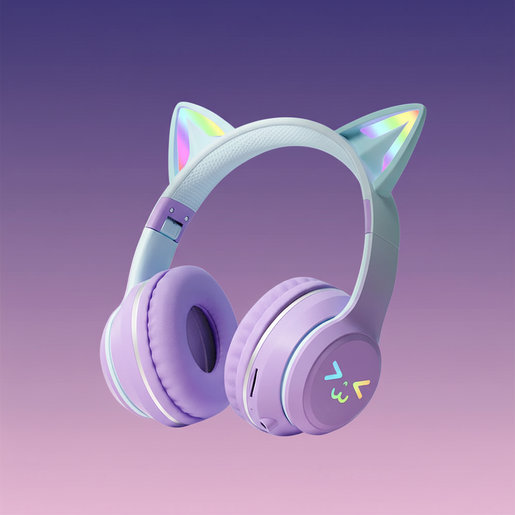 Casque violet lavande fond violet-rose