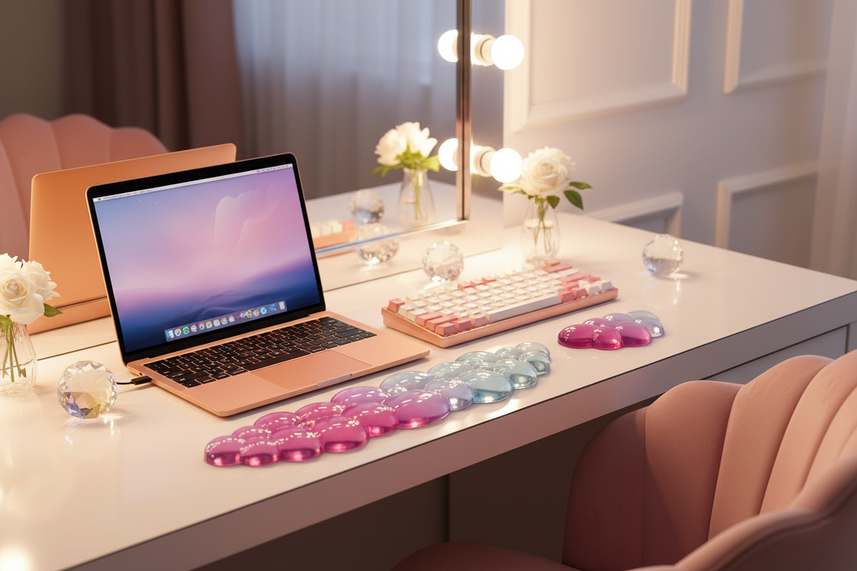 Repose-poignets avec ordinateur chambre glamour