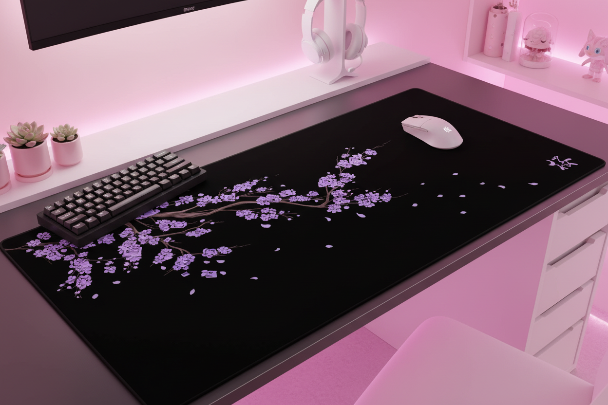 Tapis de Souris Gaming XXL Sakura - Fleurs de Cerisier Kawaii 300x700mm