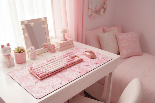 Tapis Sakura dans chambre rose 2