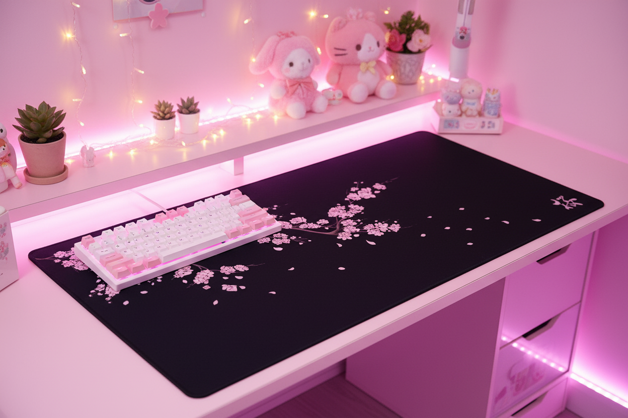 Tapis de Souris Gaming XXL Sakura - Fleurs de Cerisier Kawaii 300x700mm